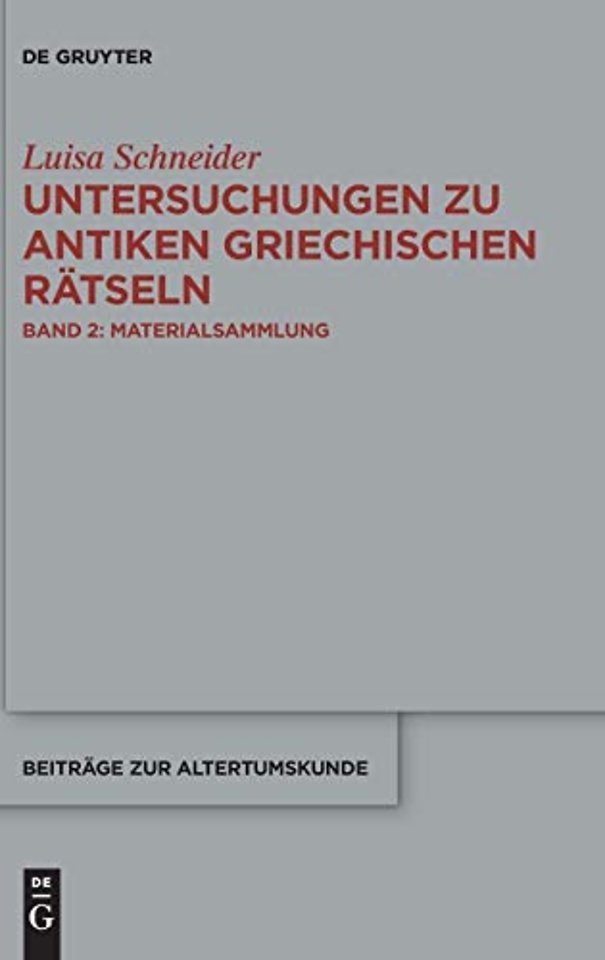 Untersuchungen zu antiken griechischen Ratseln