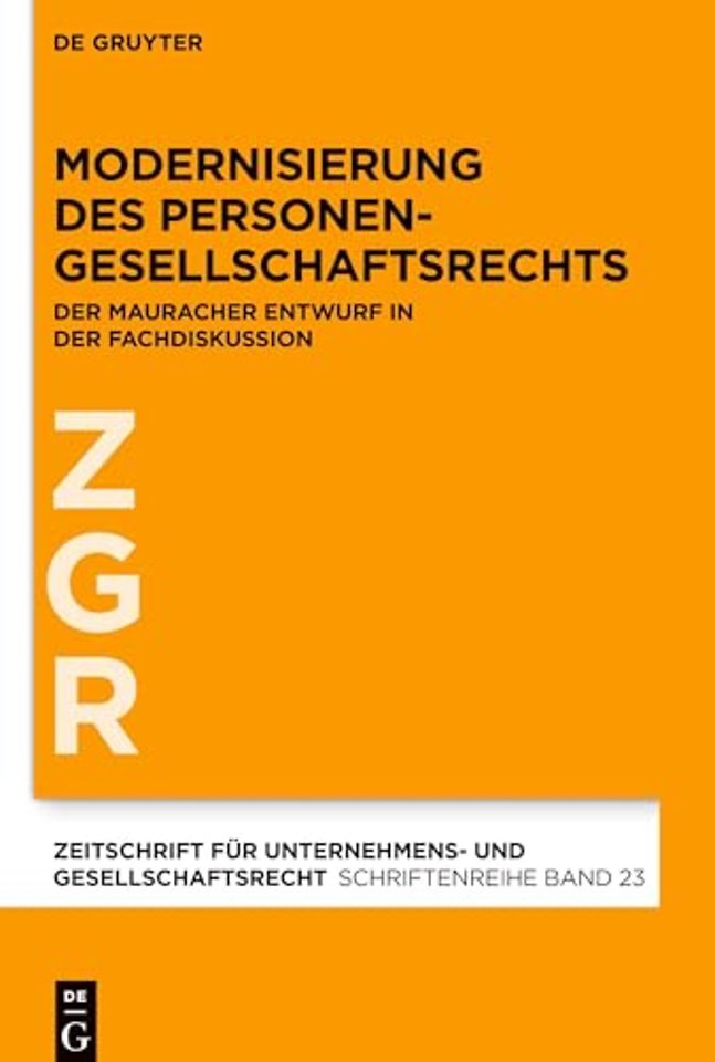 Modernisierung des Personengesellschaftsrechts