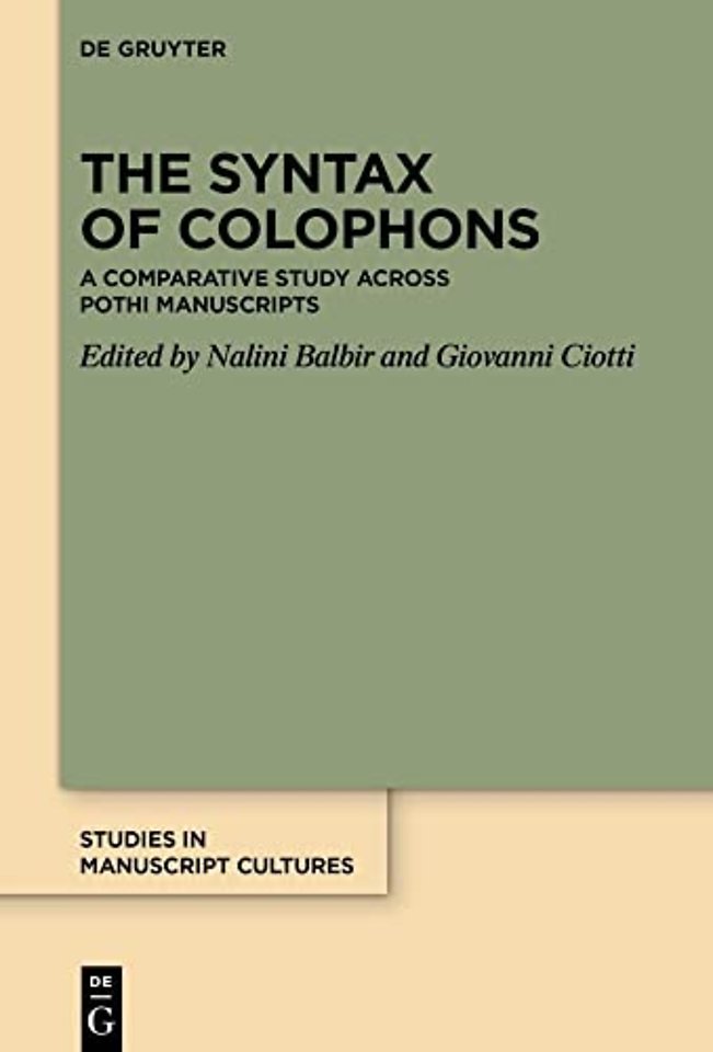The Syntax of Colophons – A Comparative Study across Pothi Manuscripts