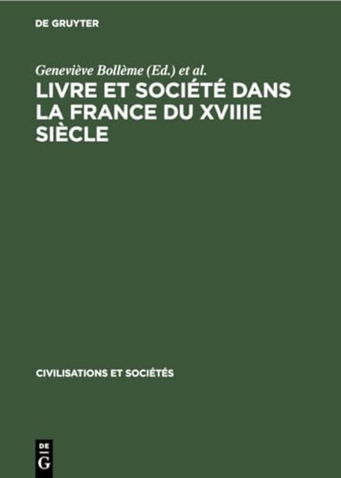 Livre et societe dans la France du XVIIIe siecle