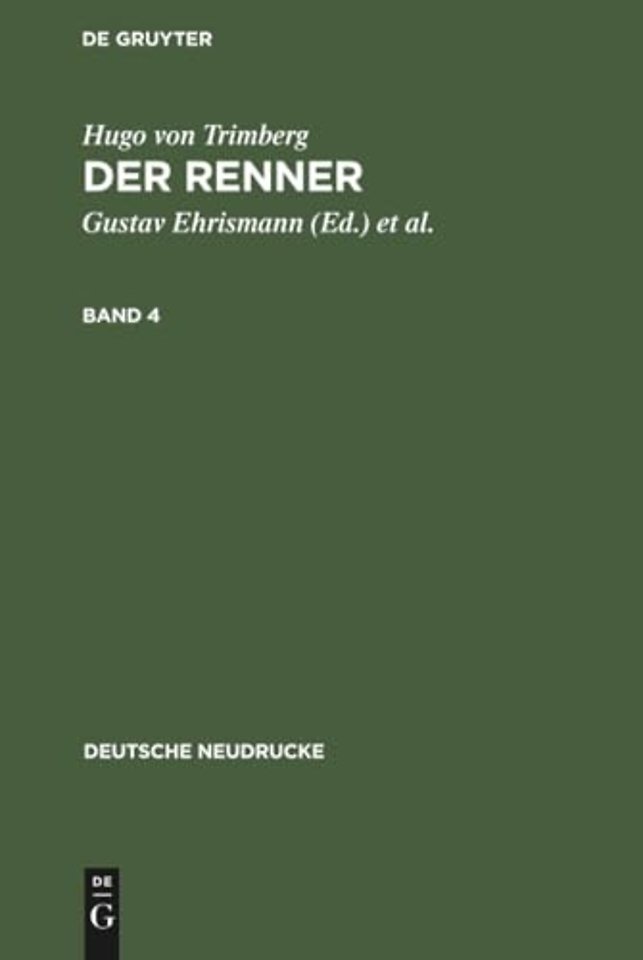 Hugo Von Trimberg: Der Renner. Band 4