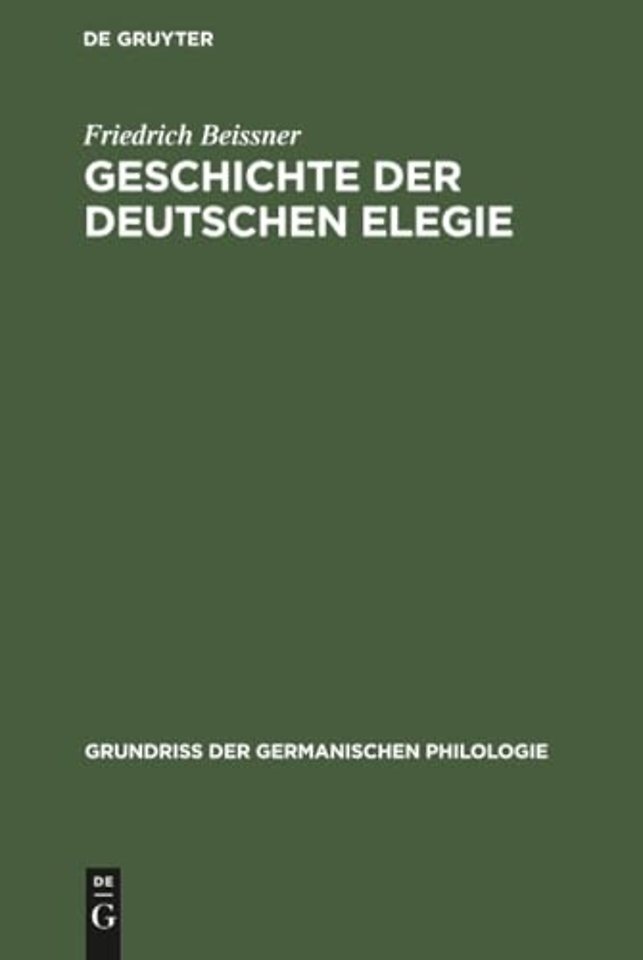 Geschichte der deutschen Elegie