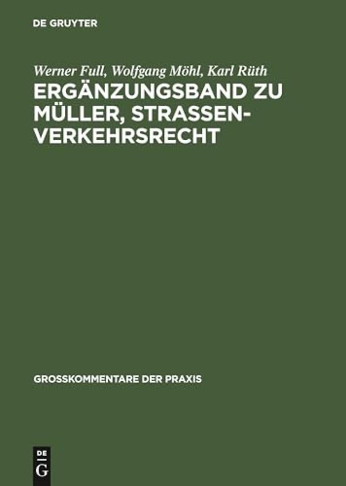 Erganzungsband Zu Muller, Straßenverkehrsrecht