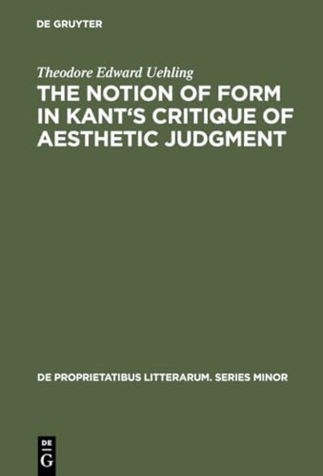 The notion of form in Kant`s Critique of aesthetic judgment