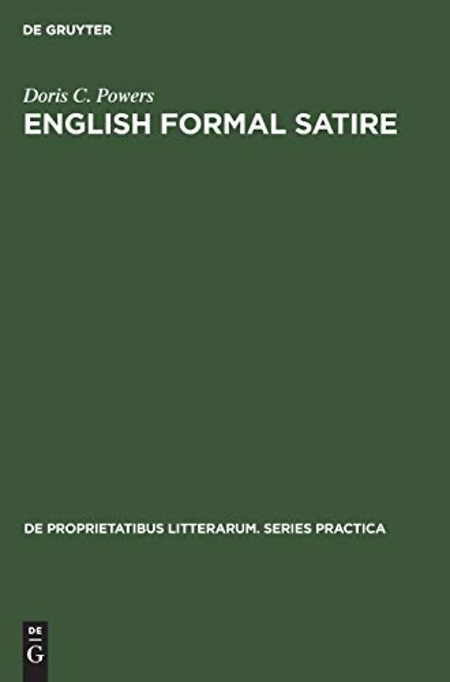 English formal satire – Elizabethan to Augustan