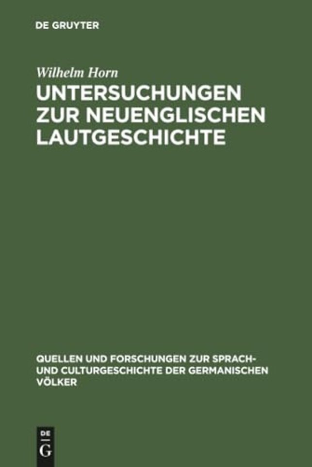 Untersuchungen zur neuenglischen Lautgeschichte