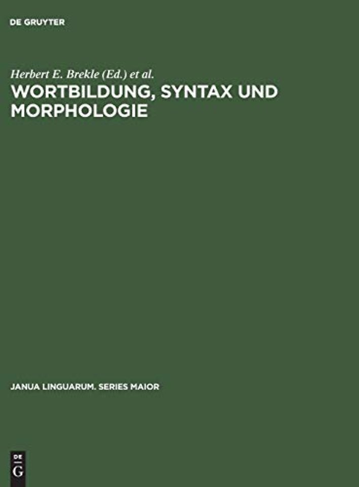 Wortbildung, Syntax und Morphologie – Festschrift zum 60. Geburtstag von Hans Marchand am 1. Oktober 1967