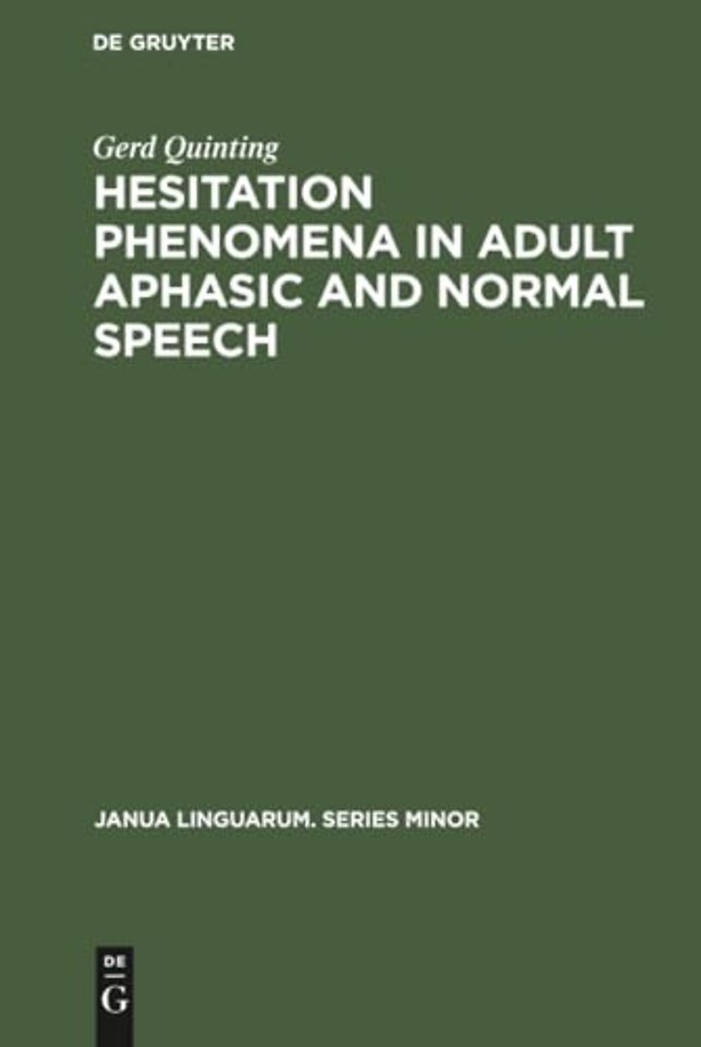Hesitation phenomena in adult aphasic and normal speech