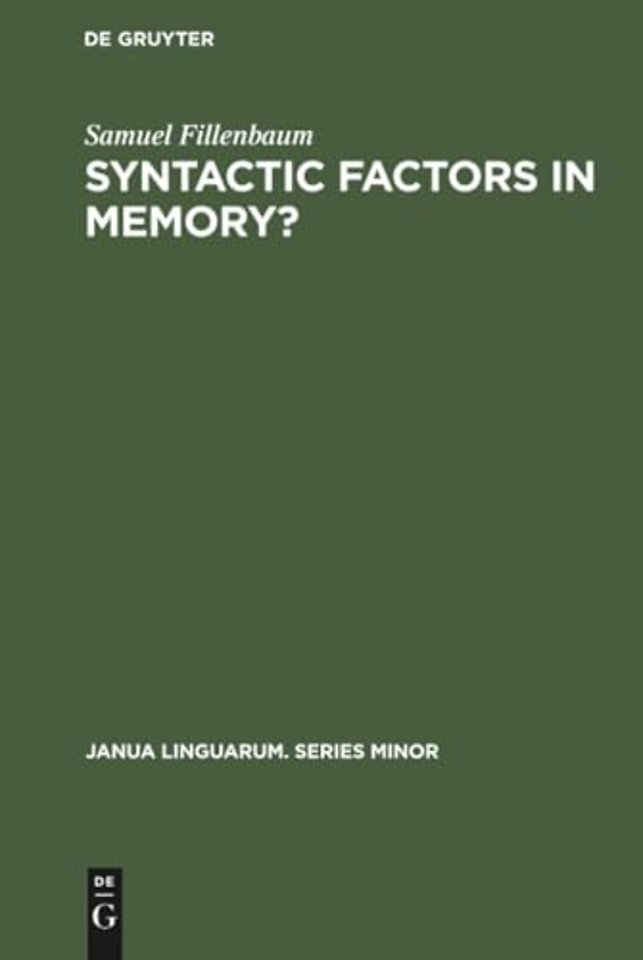 Syntactic factors in memory?