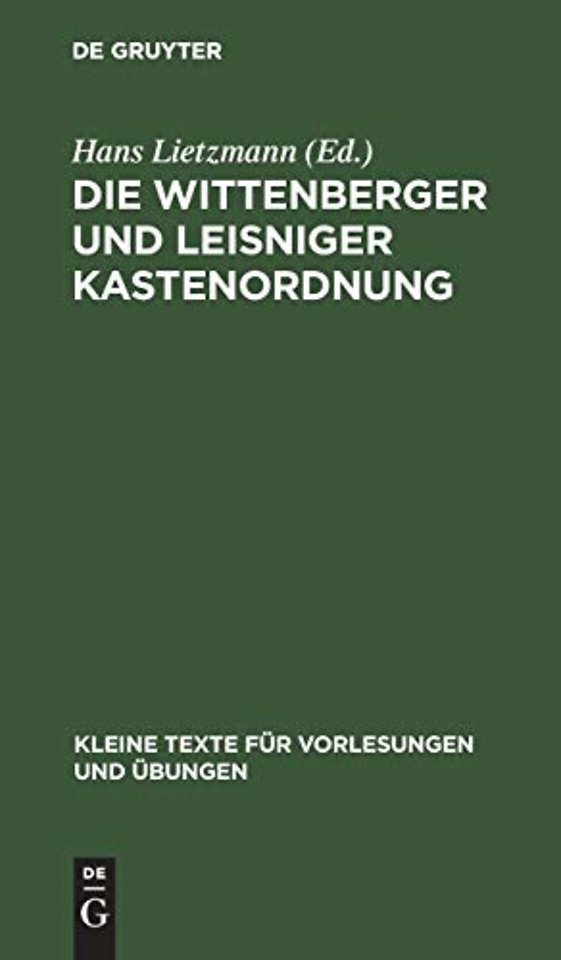Die Wittenberger Und Leisniger Kastenordnung