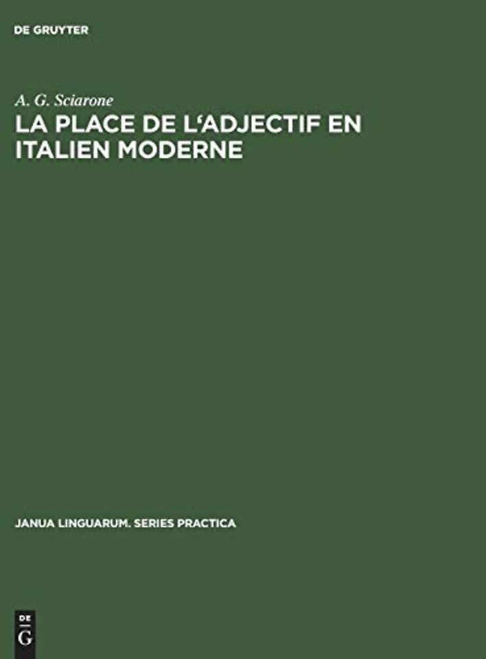 La place de l`adjectif en italien moderne