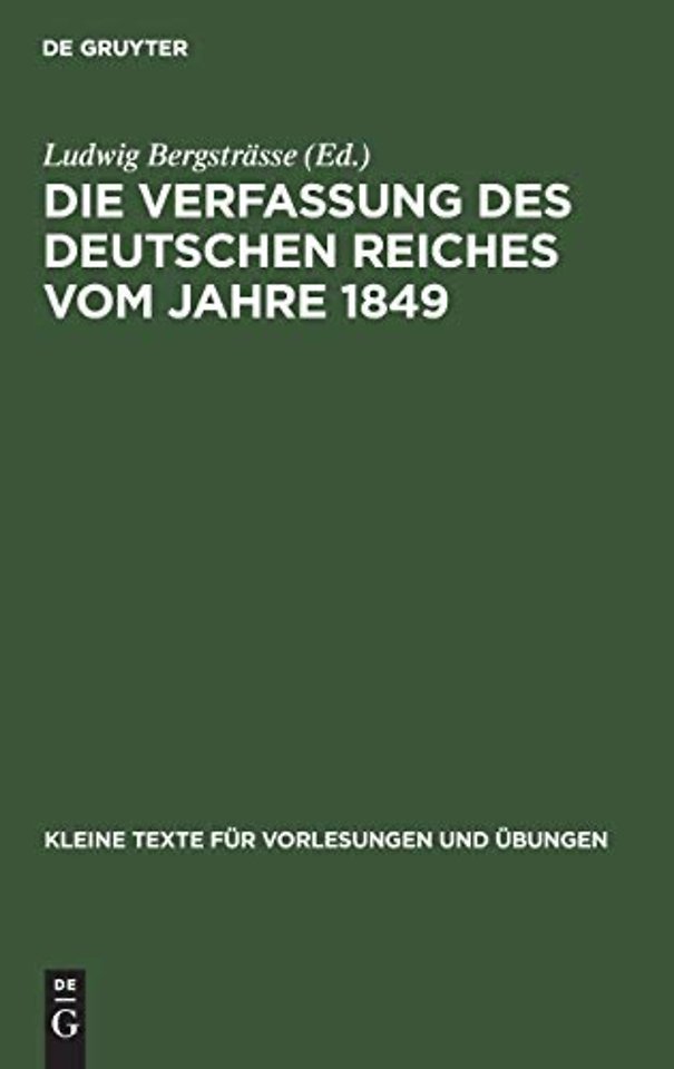 Die Verfassung Des Deutschen Reiches Vom Jahre 1849