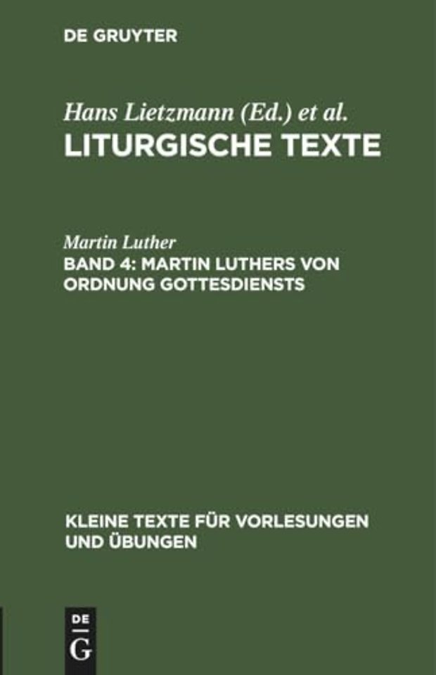Martin Luthers Von Ordnung Gottesdiensts