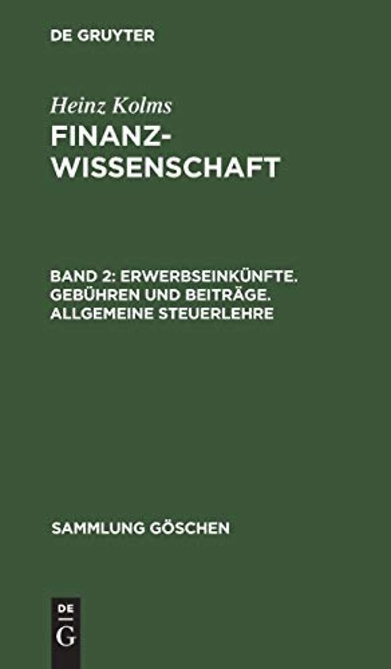 Erwerbseinkünfte. Gebühren und Beiträge. Allgemeine Steuerlehre