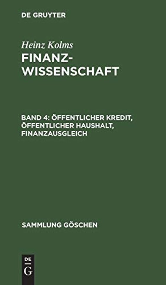 Öffentlicher Kredit, öffentlicher Haushalt, Finanzausgleich