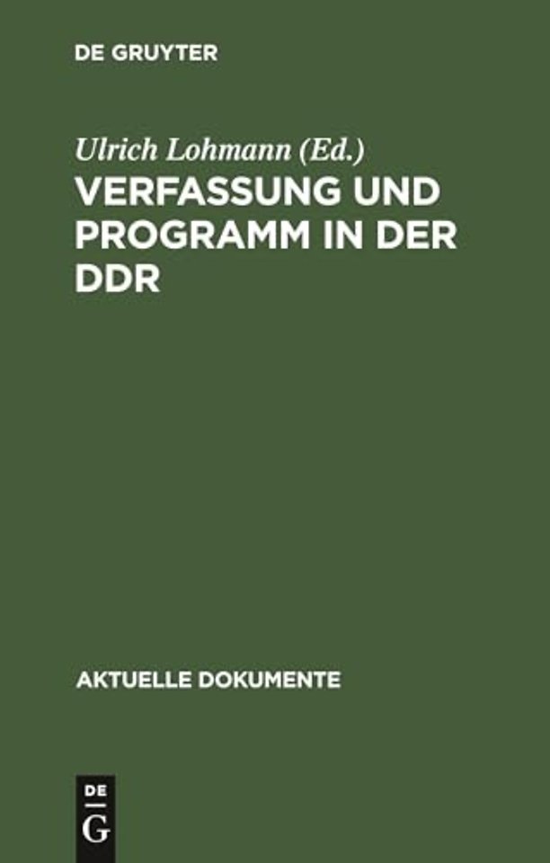 Verfassung Und Programm in Der DDR