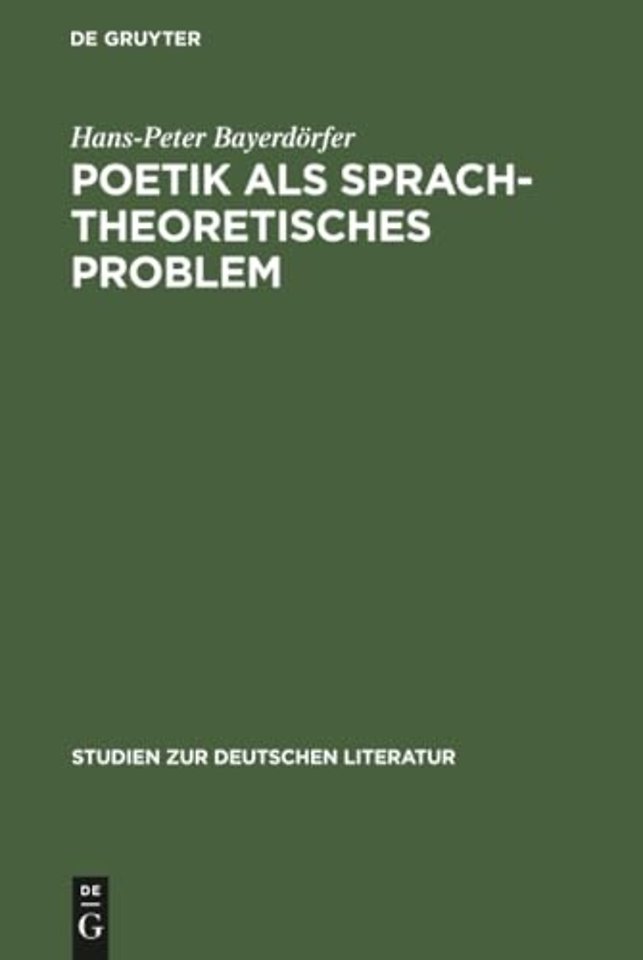 Poetik als sprachtheoretisches Problem