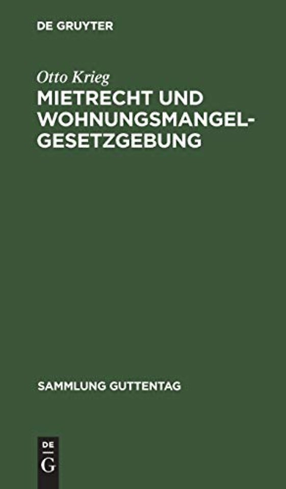 Mietrecht Und Wohnungsmangelgesetzgebung