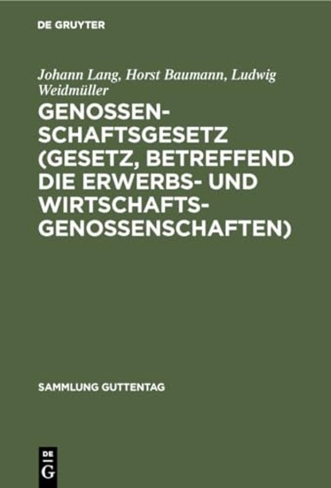 Genossenschaftsgesetz (Gesetz, betreffend die Er – Kommentar