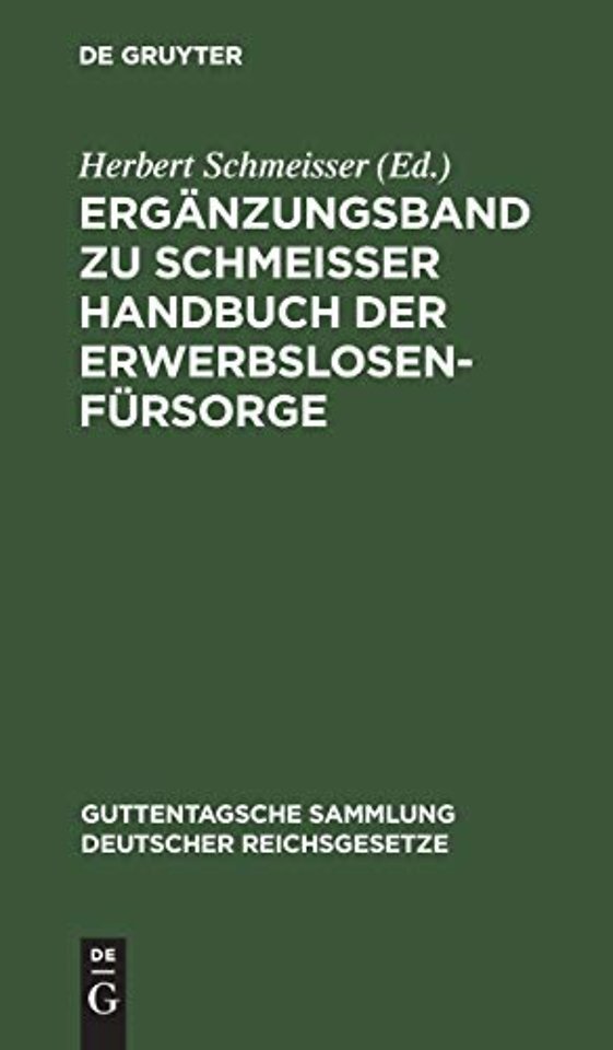 Erganzungsband Zu Schmeisser Handbuch Der Erwerbslosenfursorge