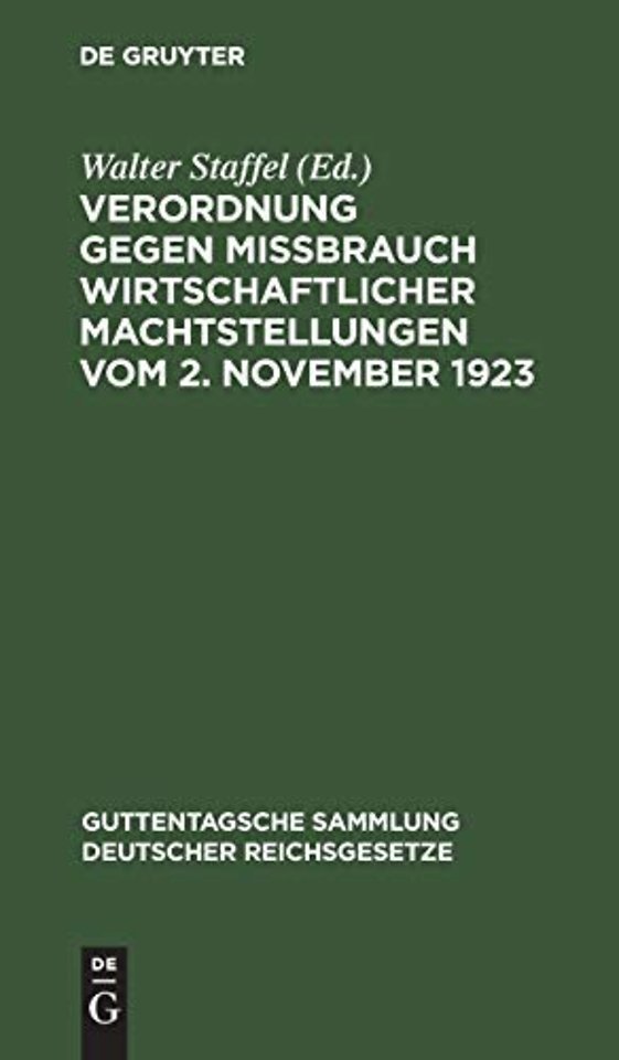 Verordnung gegen Miβbrauch wirtschaftlicher Mach – Kommentar