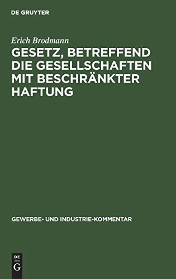 Gesetz, Betreffend Die Gesellschaften Mit Beschrankter Haftung