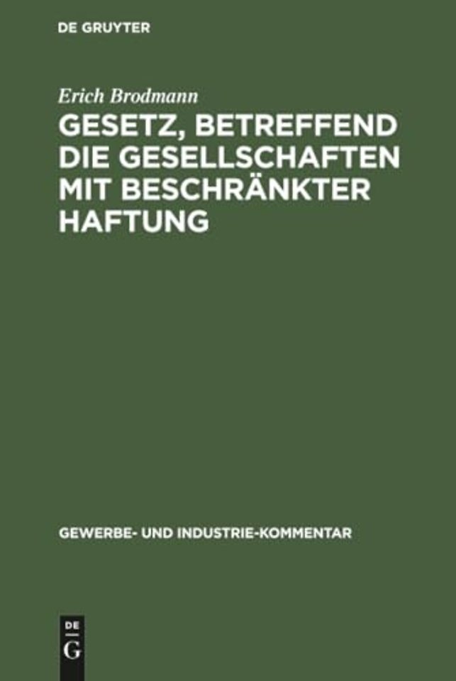 Gesetz, Betreffend Die Gesellschaften Mit Beschrankter Haftung