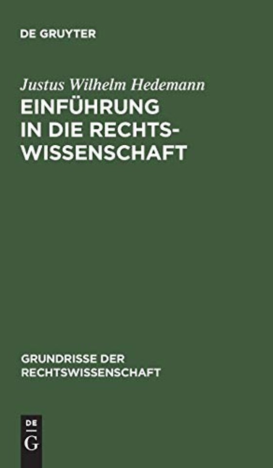 Einfuhrung in die Rechtswissenschaft