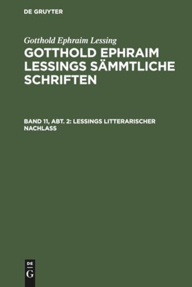 Lessings Litterarischer Nachlaβ
