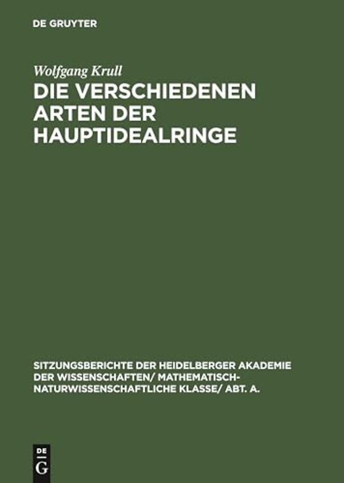 Die Verschiedenen Arten Der Hauptidealringe