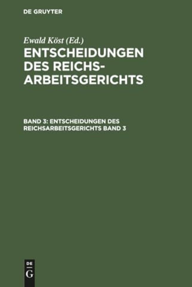 Entscheidungen des Reichsarbeitsgerichts. Band 3