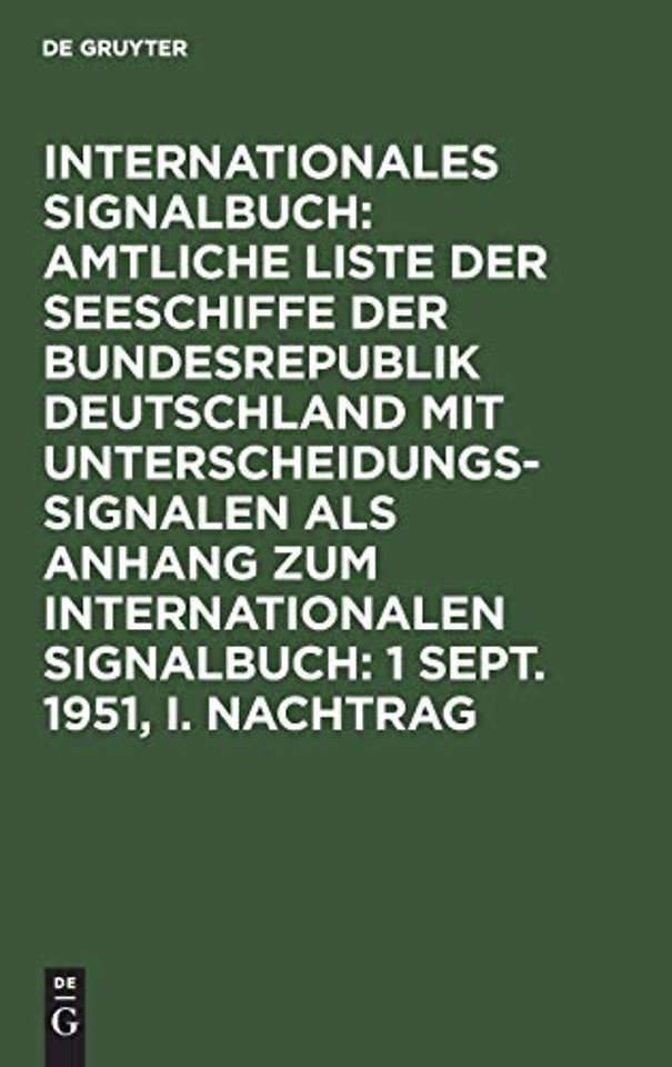 1 Sept. 1951, I. Nachtrag