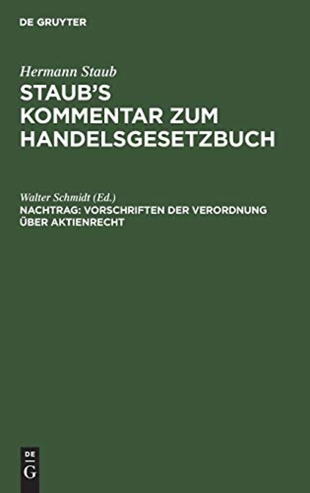 Vorschriften der Verordnung über Aktienrecht – Vom 19. Sept. 1931