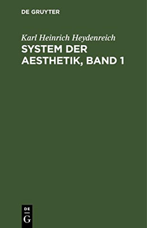 System der Aesthetik, Band 1