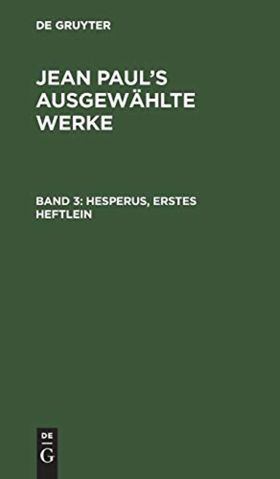 Hesperus, erstes Heftlein