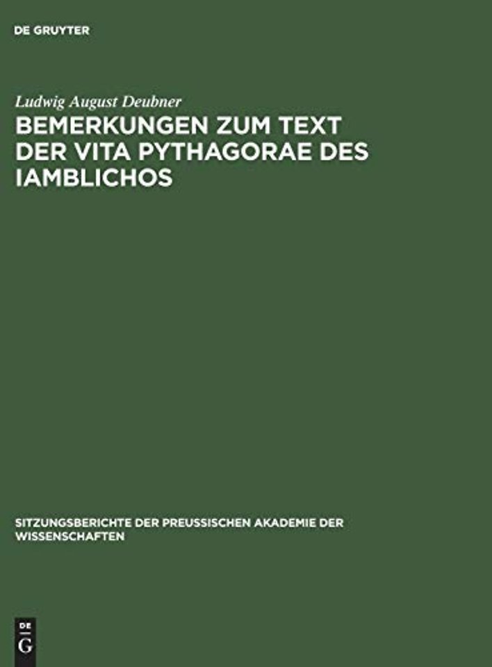 Bemerkungen zum Text der Vita Pythagorae des Iamblichos