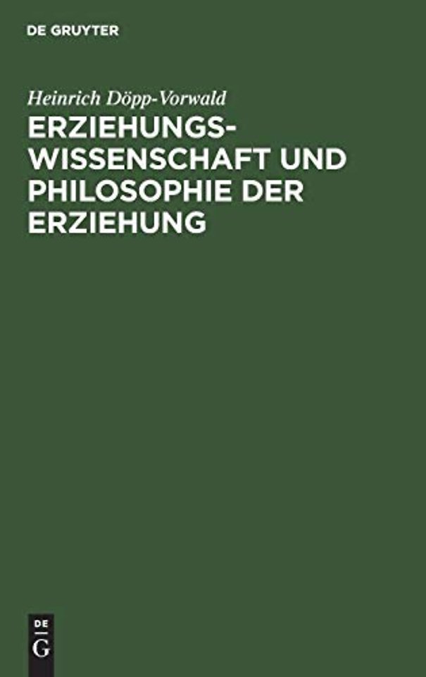 Erziehungswissenschaft und Philosophie der Erziehung