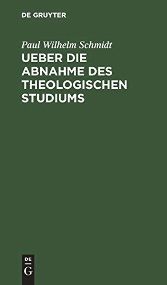 Ueber die Abnahme des theologischen Studiums