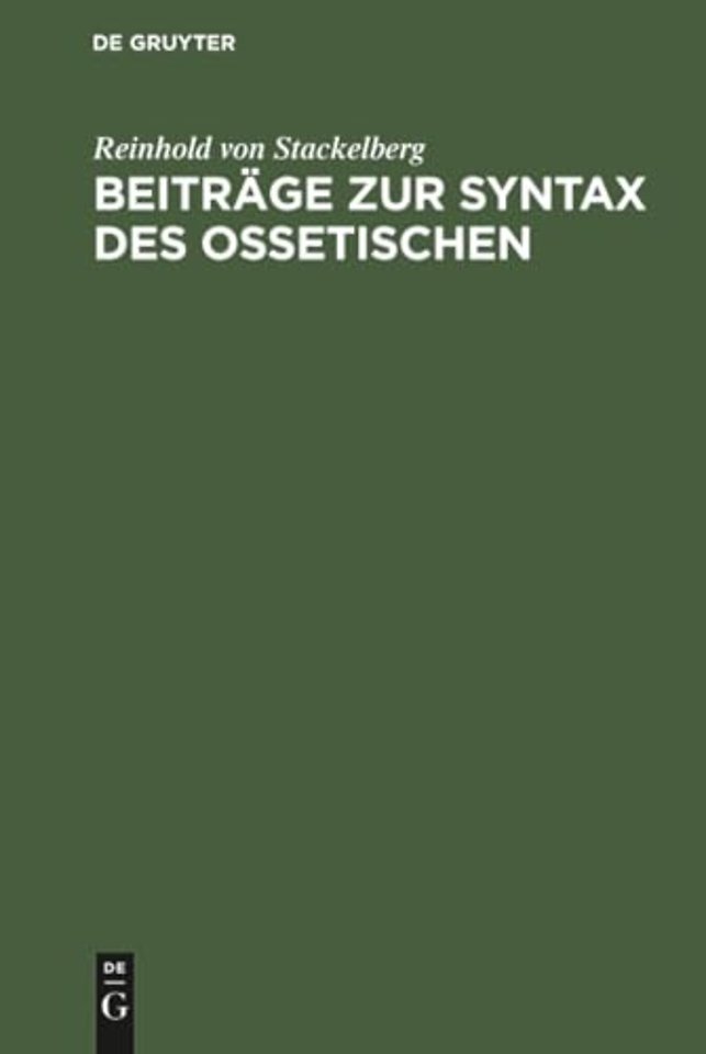 Beiträge zur Syntax des Ossetischen