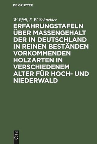 Erfahrungstafeln über Massengehalt der in Deutsc – Mit Angabe des Nutzungsprocents, des Durchschnittszuwachses und Werthnutzungsprocents