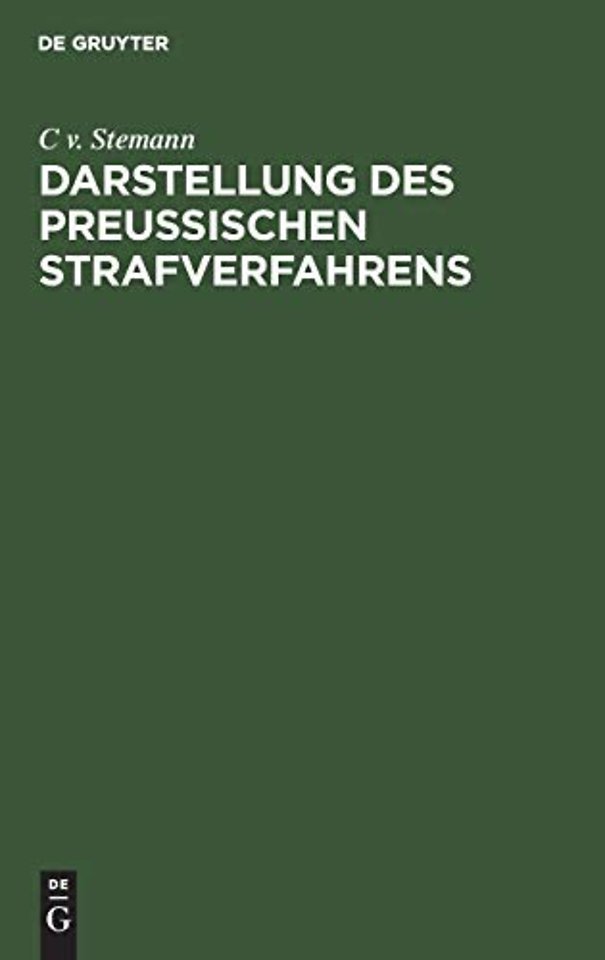 Darstellung des preussischen Strafverfahrens