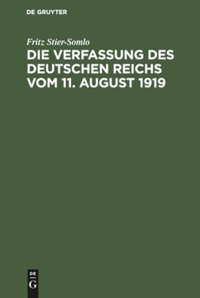 Die Verfassung des Deutschen Reichs vom 11. Augu – Ein systematischer Überblick