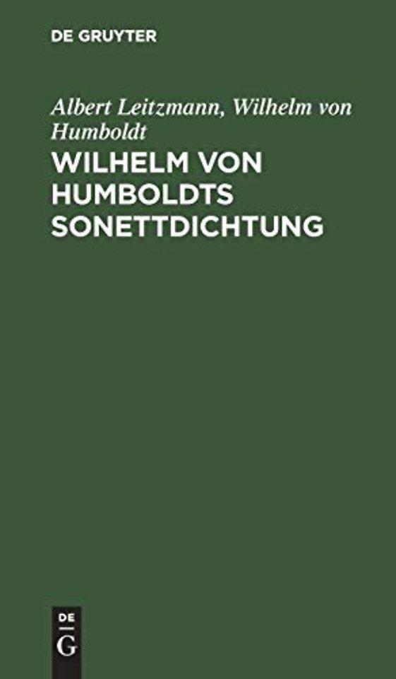 Wilhelm von Humboldts Sonettdichtung
