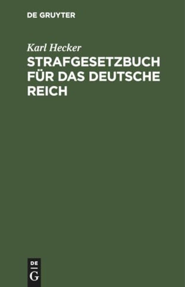 Strafgesetzbuch Fur Das Deutsche Reich