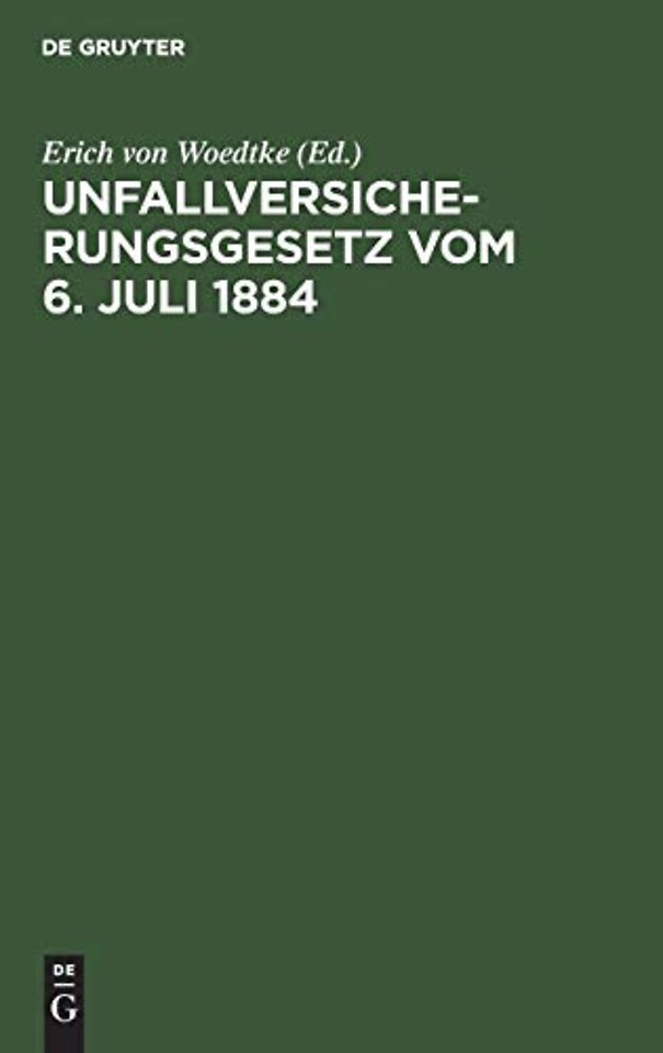 Unfallversicherungsgesetz Vom 6. Juli 1884