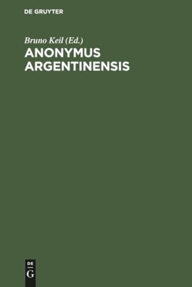 Anonymus Argentinensis – Fragmente zur Geschichte des perikleischen Athen aus einem Strassburger Papyrus