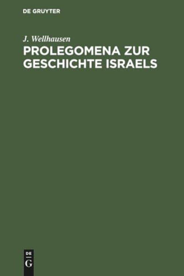 Prolegomena zur Geschichte Israels