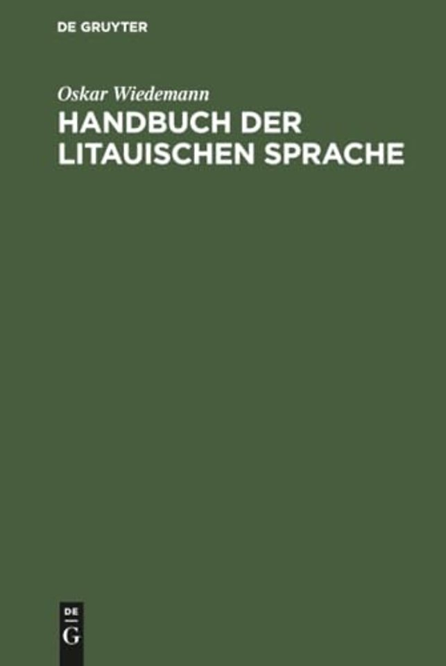 Handbuch der litauischen Sprache – Grammatik, Texte, Wörterbuch