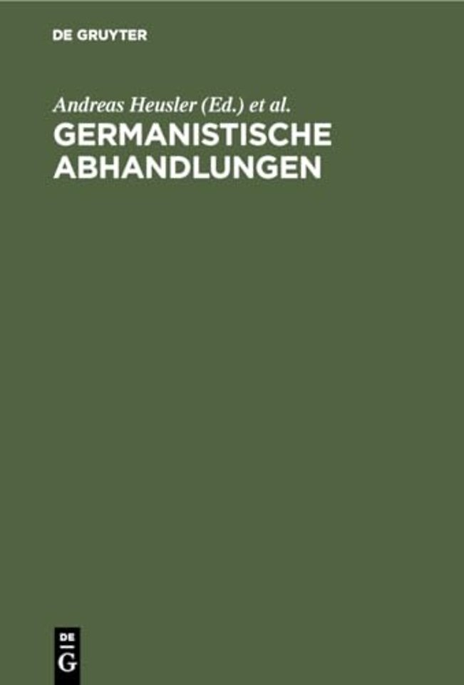 Germanistische Abhandlungen – Hermann Paul zum 17. März 1902 dargebracht