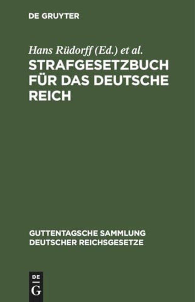 Strafgesetzbuch Fur Das Deutsche Reich